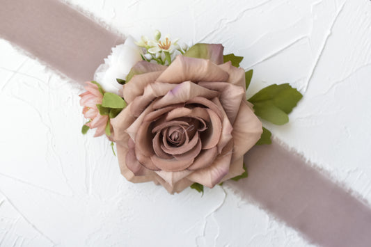 Cinnamon Latte| Boutonniere and Wrist Corsage