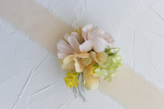 Lemon Champagne| Boutonniere and Wrist Corsage