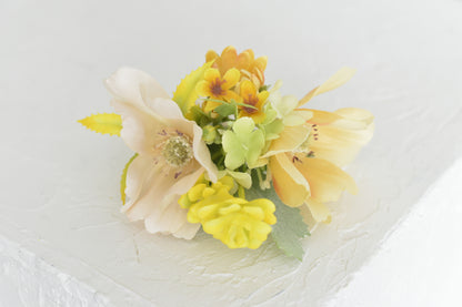 Lemon Champagne| Boutonniere and Wrist Corsage