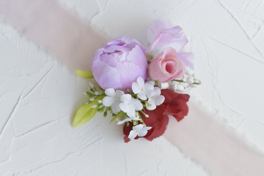 Scarlet Secret| Boutonniere and Wrist Corsage